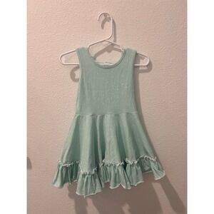 Ricrac & Ruffles Girls Mint Green Polka Dot Ruffle Hem Tie Back Dress Size 2T